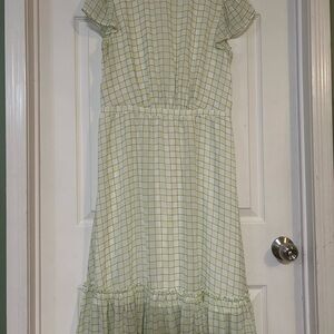 Charming Green Checkered Dress